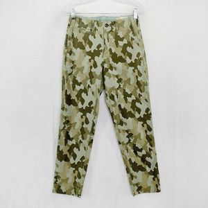 Gap Straight Khaki High Rise Green Camo Chino Twill Pants  P3168